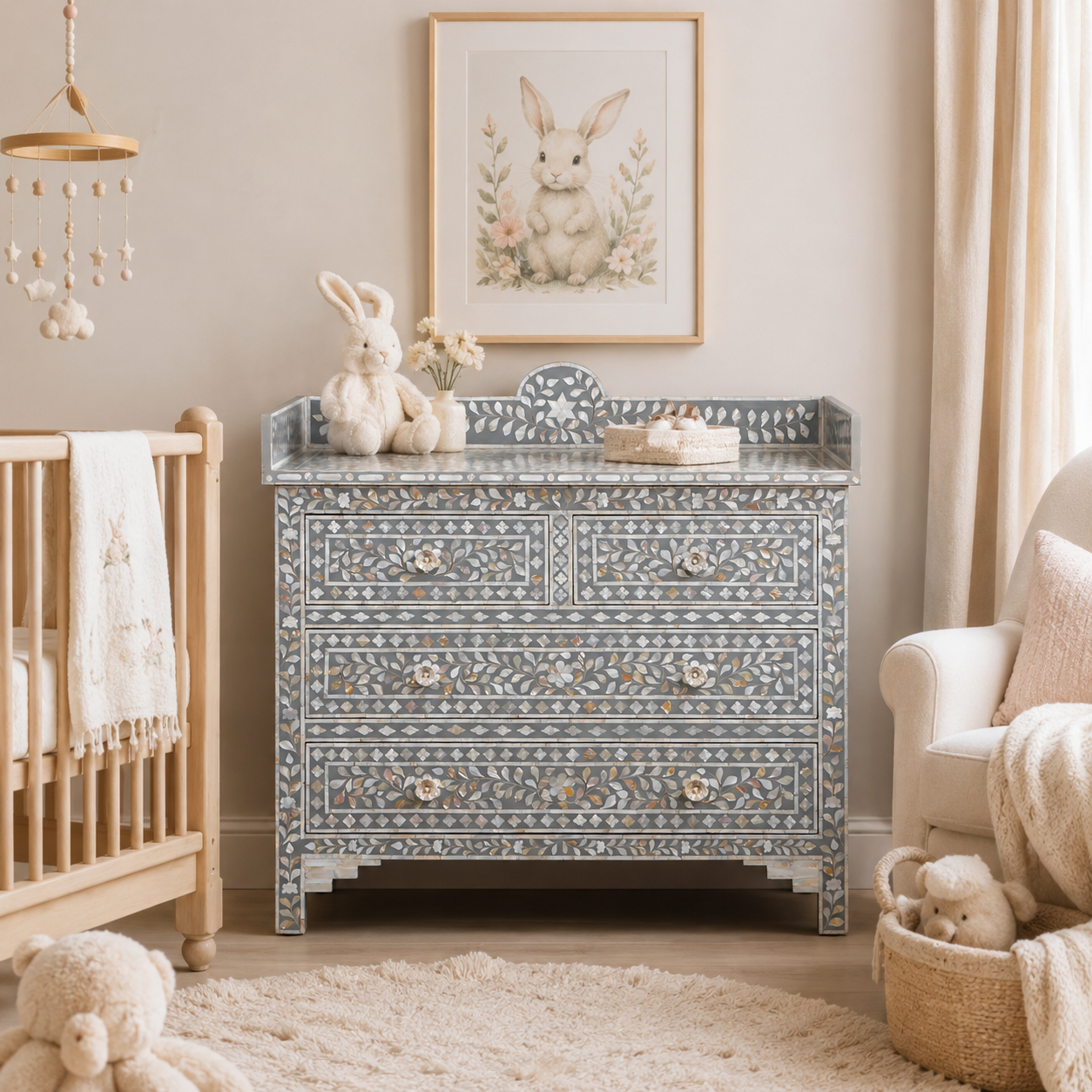 Trevour Bone Inlay Chest Of Drawer