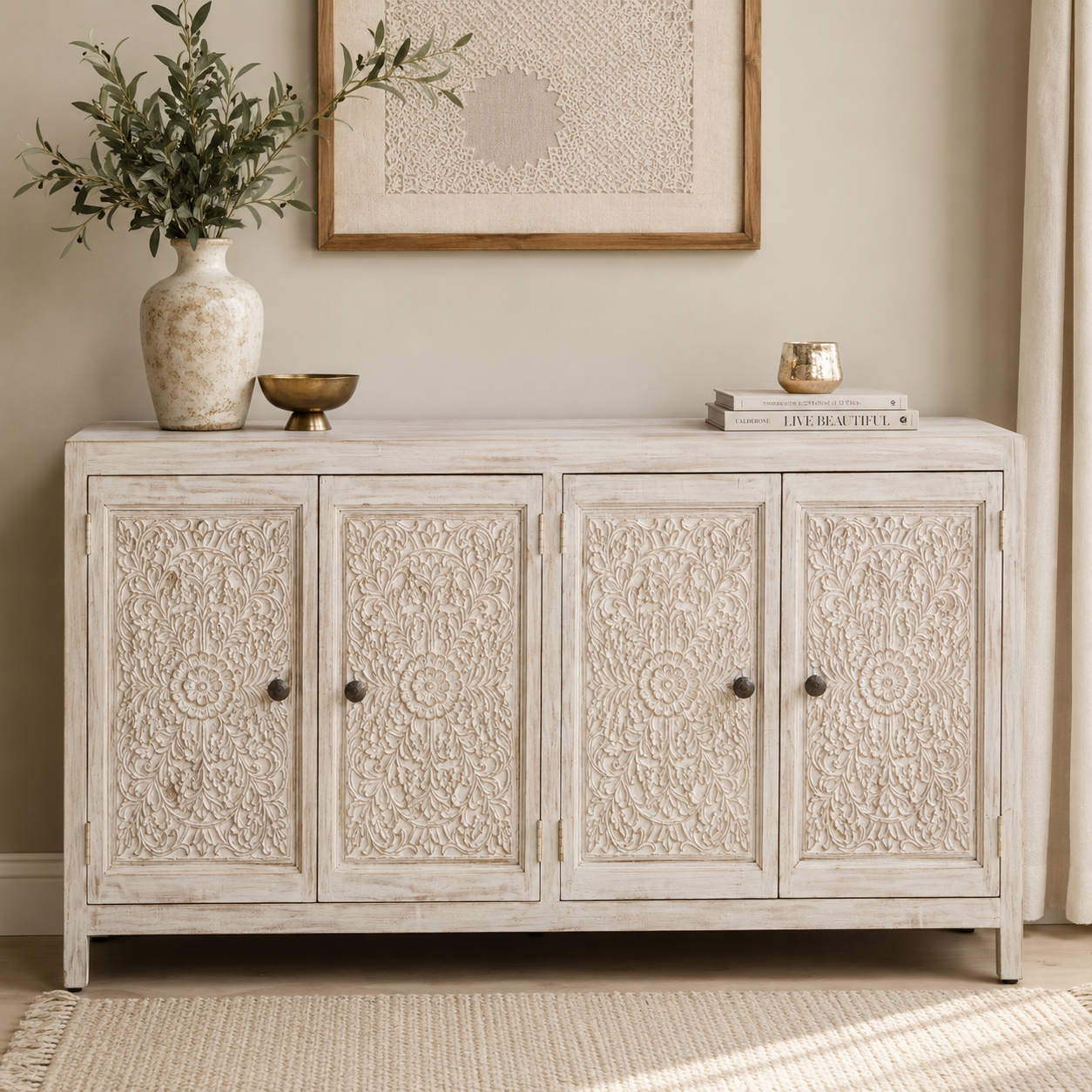 Hawai Hand Carved Wooden Sideboard