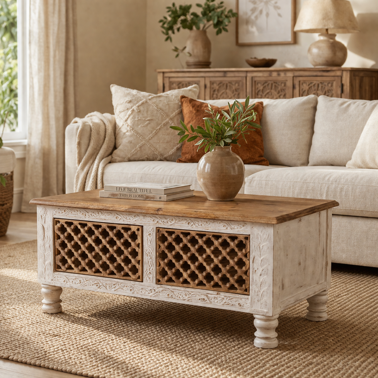 Milan Hand Carved Coffee Table