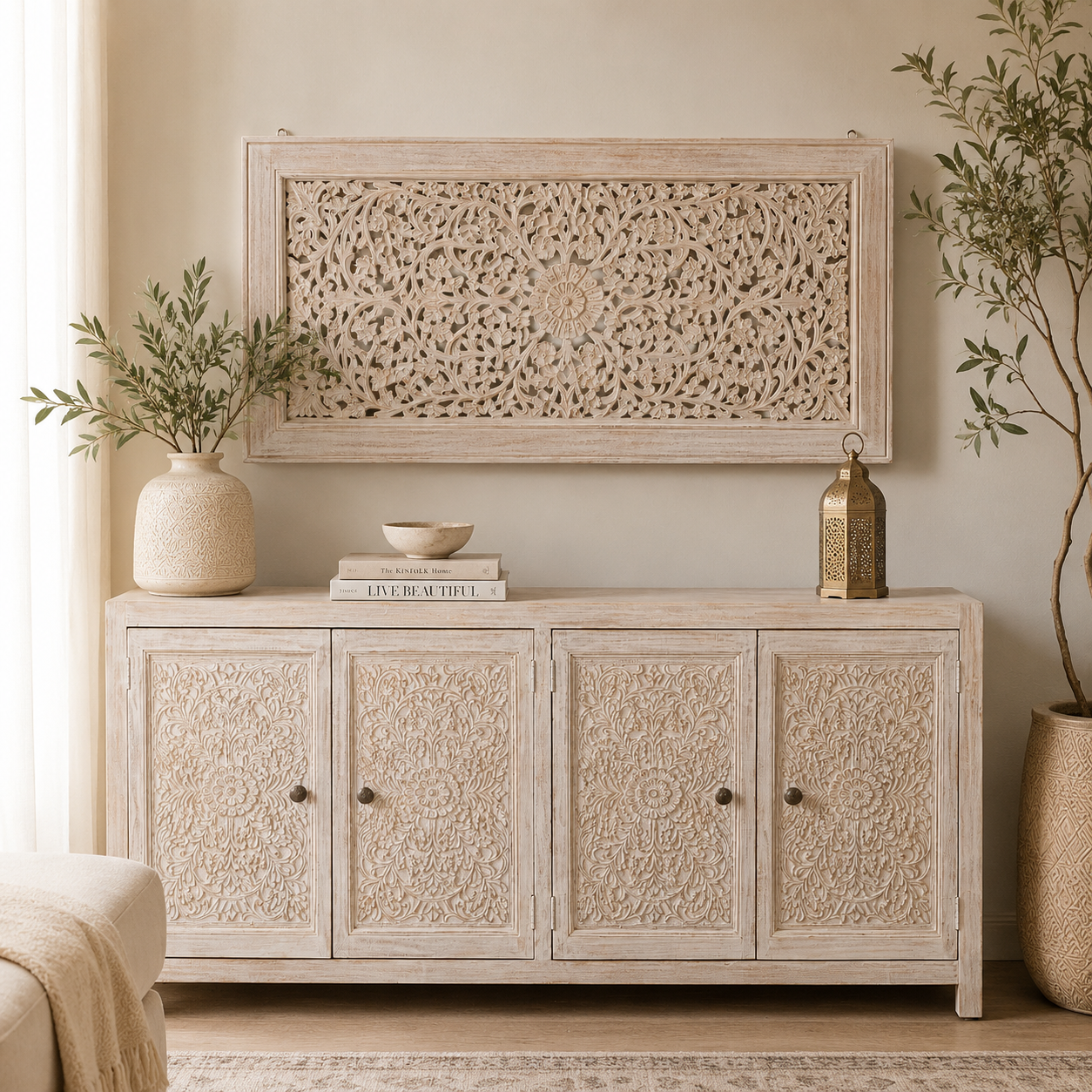 Minu Hand Carved Wall Panel