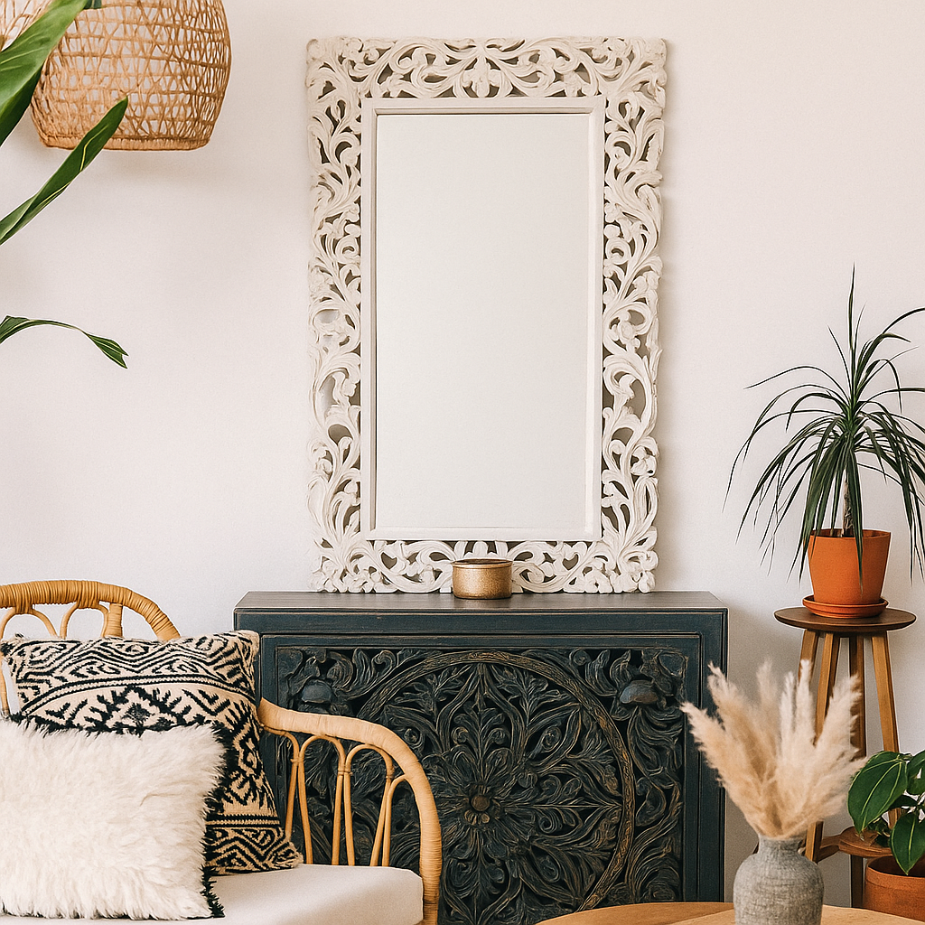 Camila Hand Carved Wooden Mirror