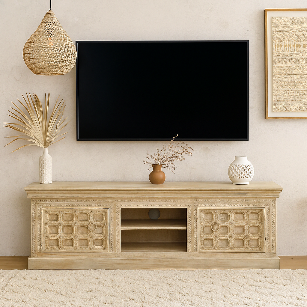 Emily Hand Carved Wooden TV Cabinet
