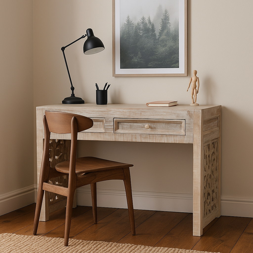 Logan Wooden Hand Carved Study Table