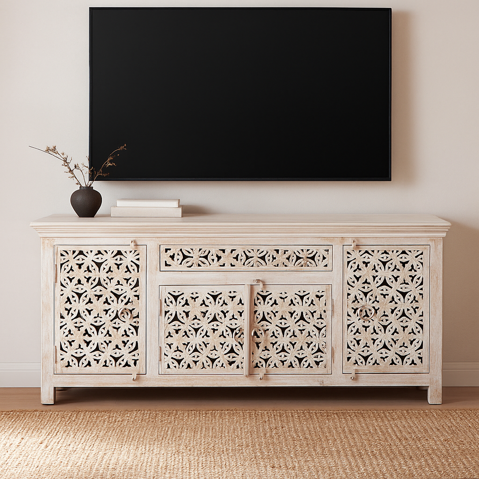 Robin Carved Wooden TV Cabinet