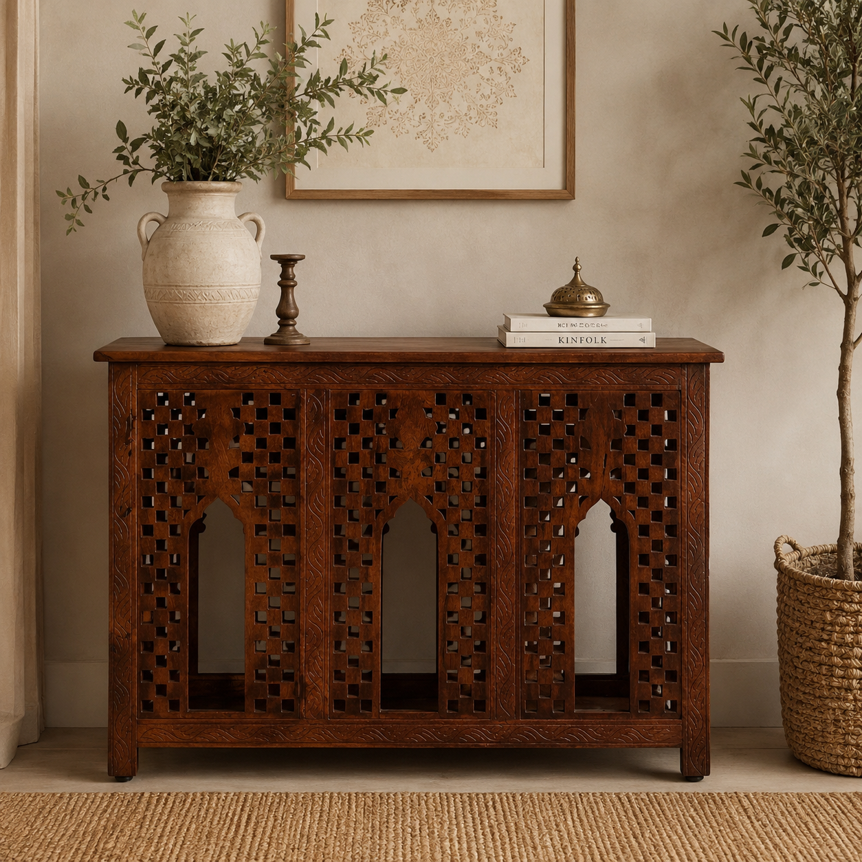 Sabine Wooden Hand Carved Console Table