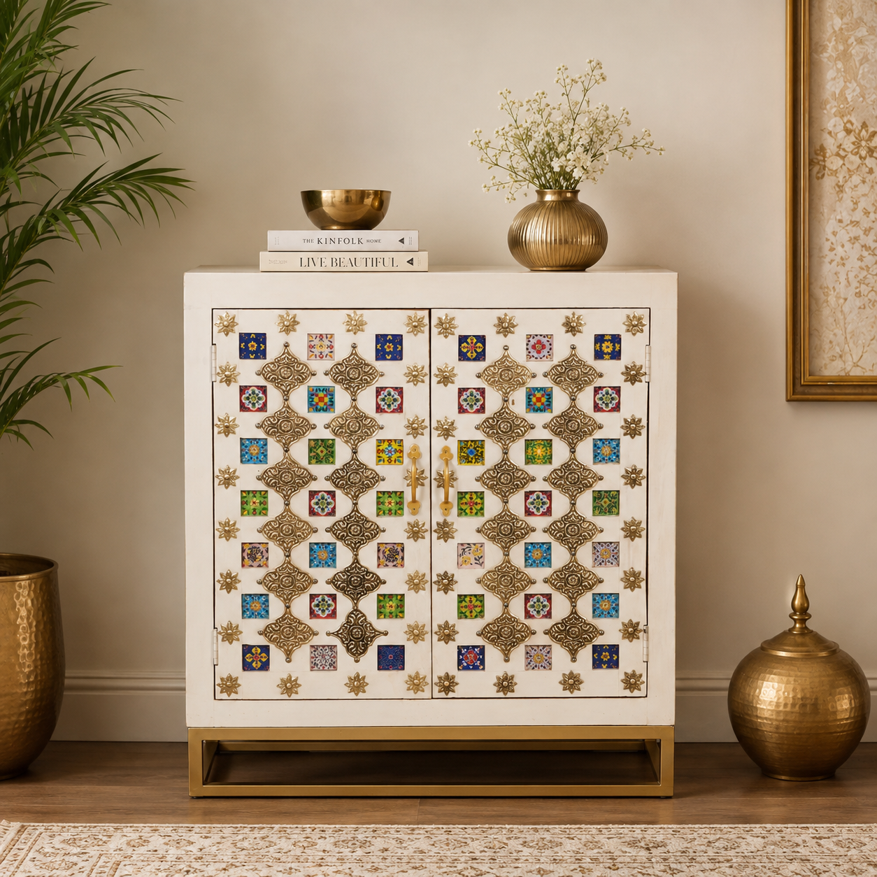 Kassey Hand Carved Wooden Cabinet