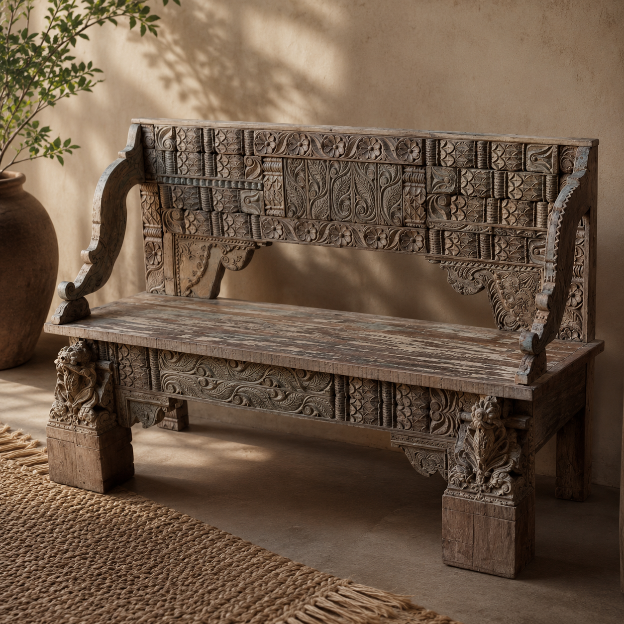 Ojas Wooden Hand Carved Sofa