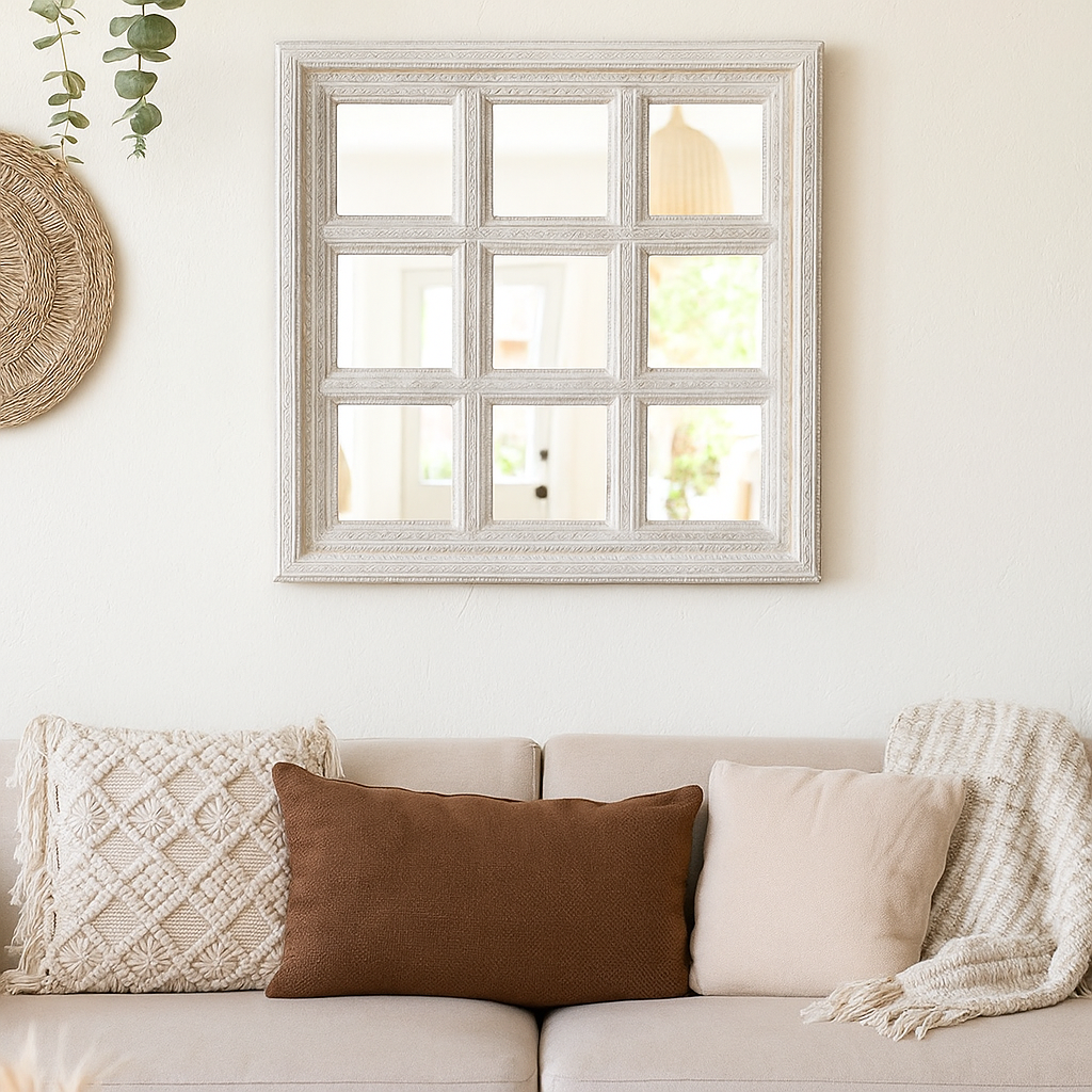 Nova Hand Carved Wooden Mirror