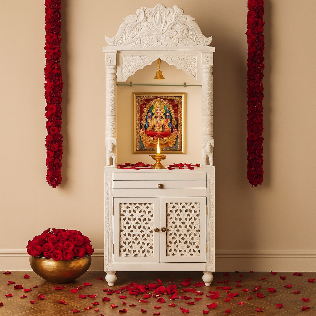 Om Hand Carved Wooden Altar