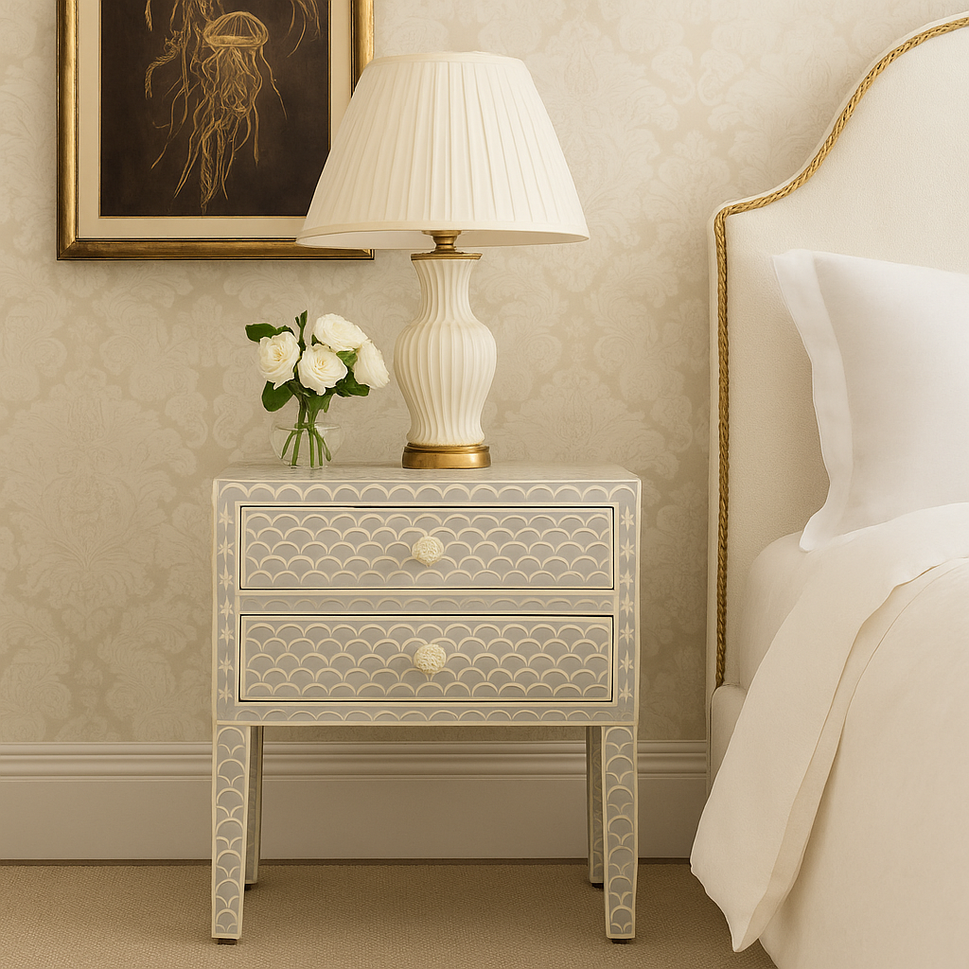 Rose Bone Inlay Bedside