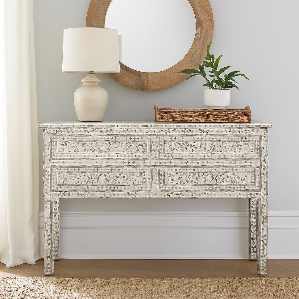Peter Mother of Pearl Inlay Console Table