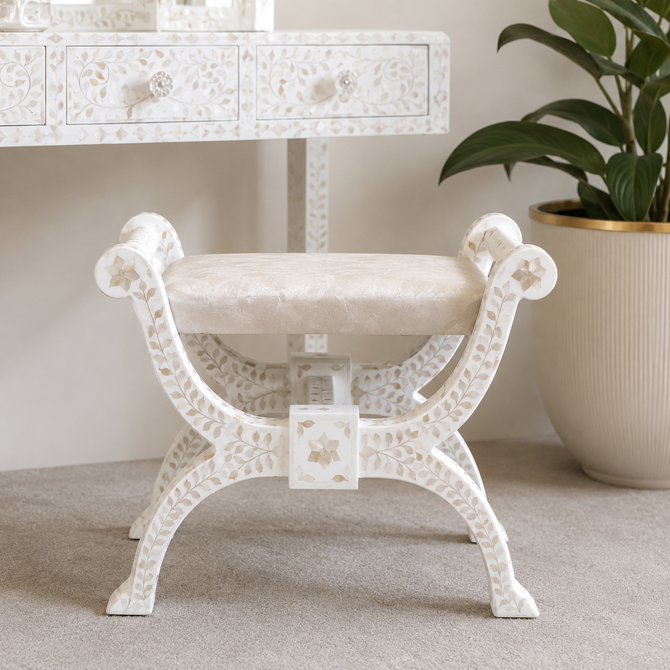Kai Mother of Pearl Inlay Vanity Stool