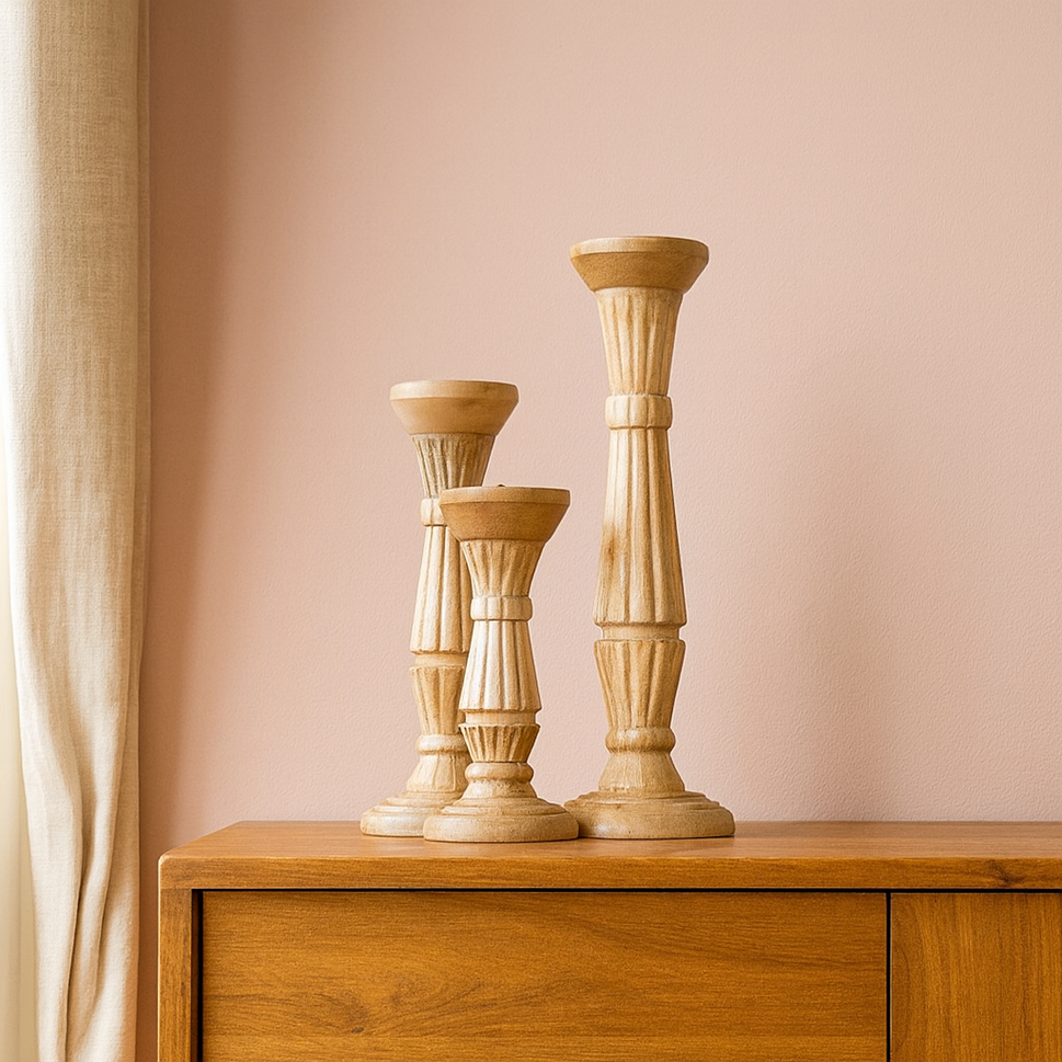 Reign Hand Carved Candle Holder