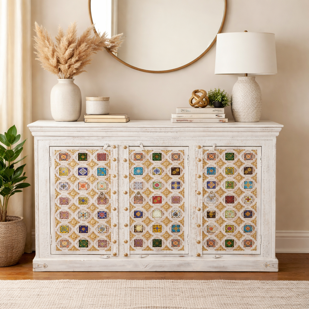 Emma Hand Carved Wooden Sideboard