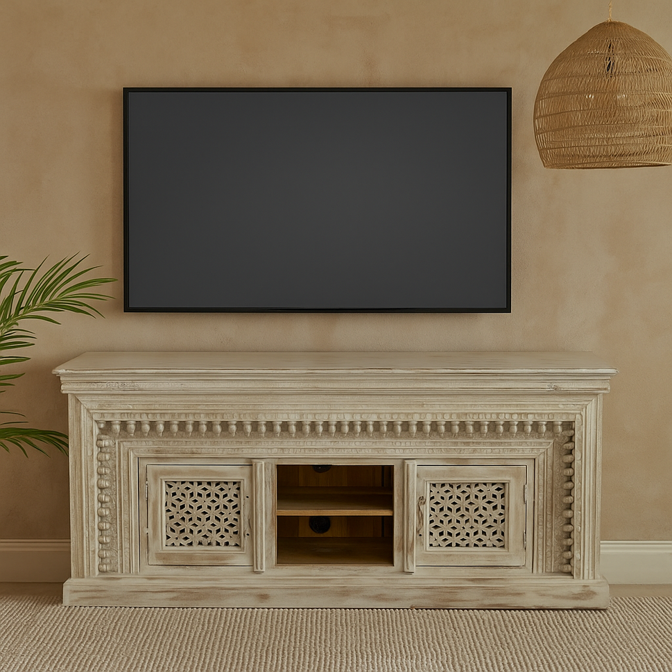 Levine Hand Carved Wooden TV Cabinet