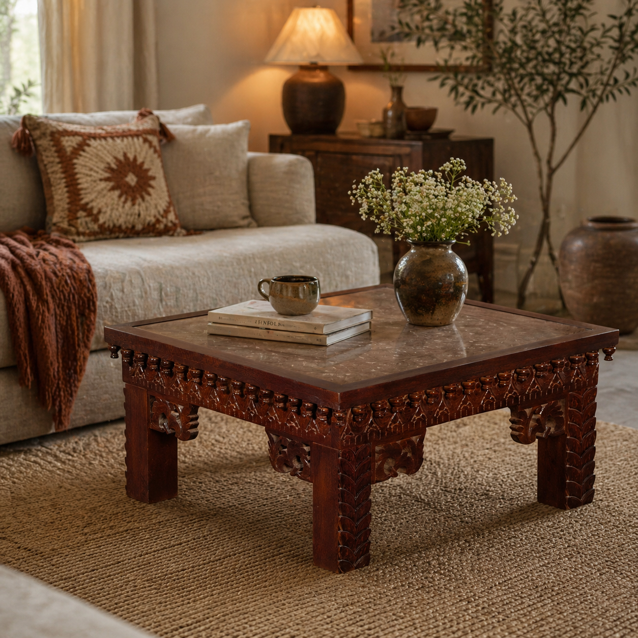 Jimmy Hand Carved Coffee Table