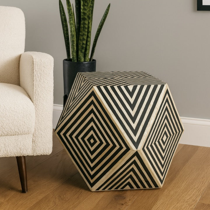 Jodhi Bone Inlay Chevron Side Table