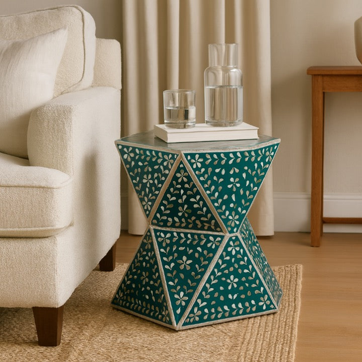 Lathen Mother of Pearl Inlay Stool