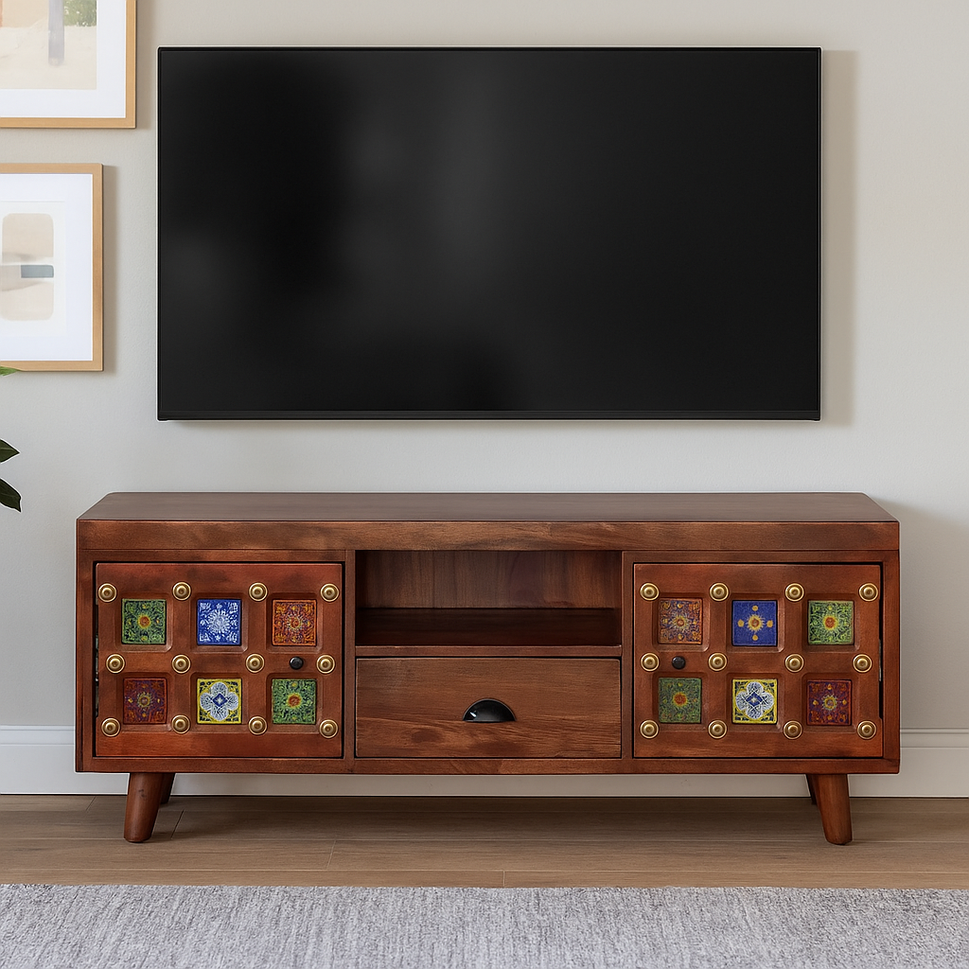Hira Wooden Tile TV Console