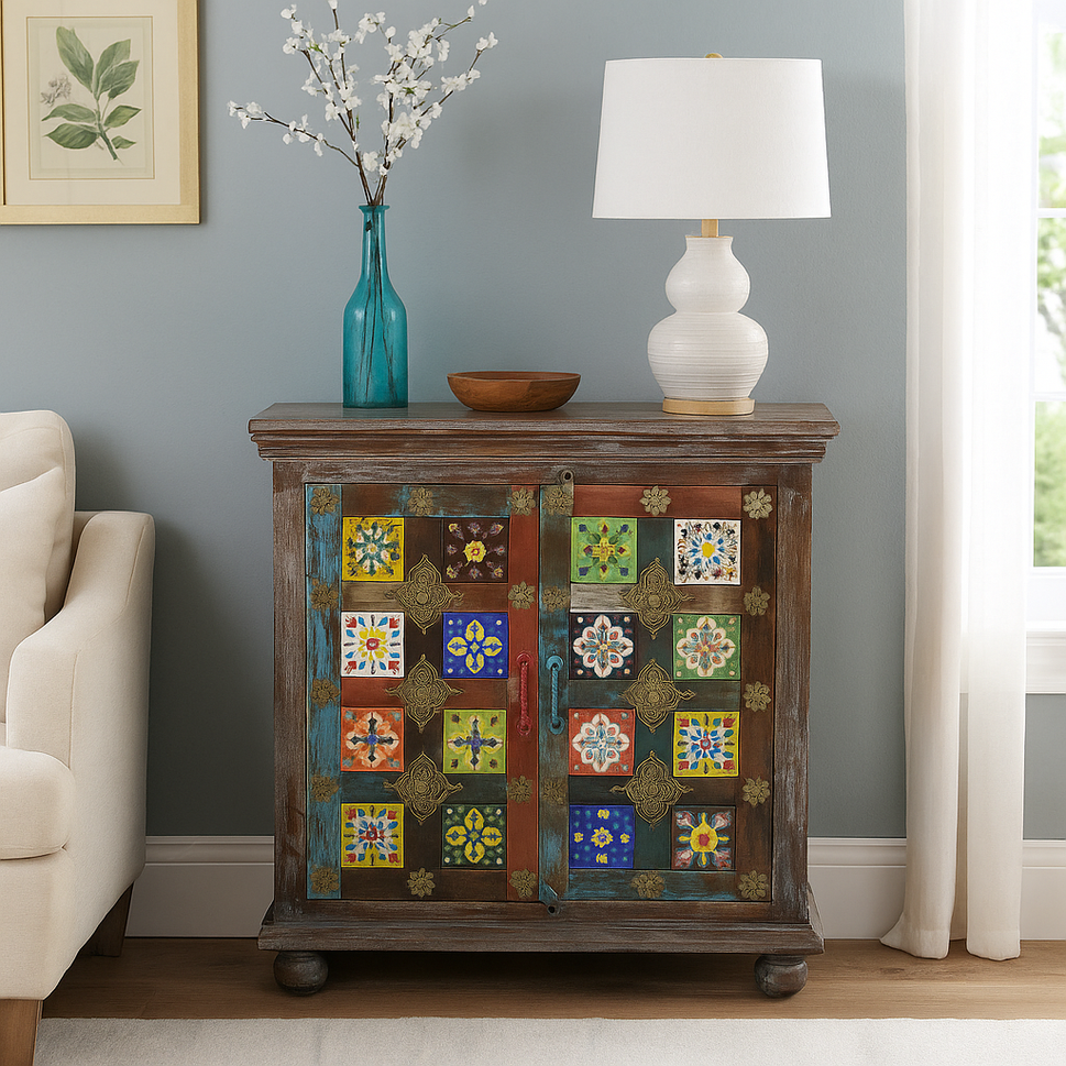 Jen Carved Tile Cabinet
