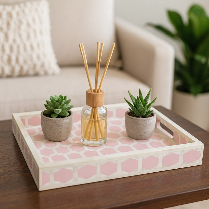 Marc Bone Inlay Hexagon Pattern Tray