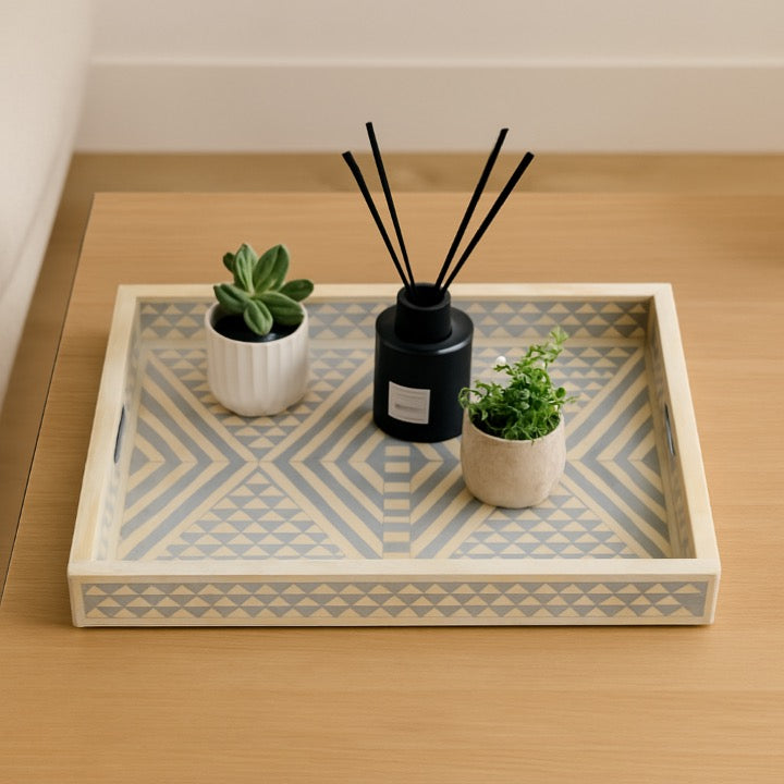 Tia Bone Inlay Chevron Pattern Tray