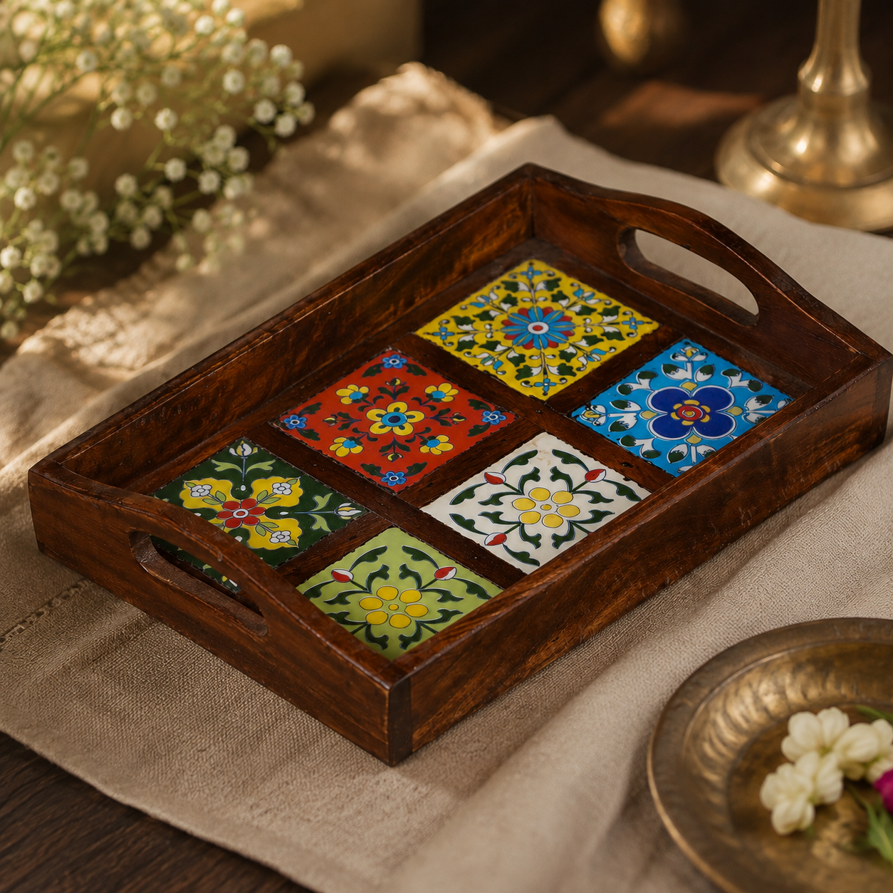 Elara Wooden Tile Tray