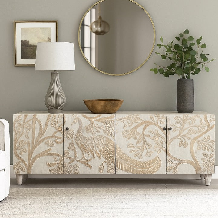 Yuvi Hand Carved Wooden TV Console