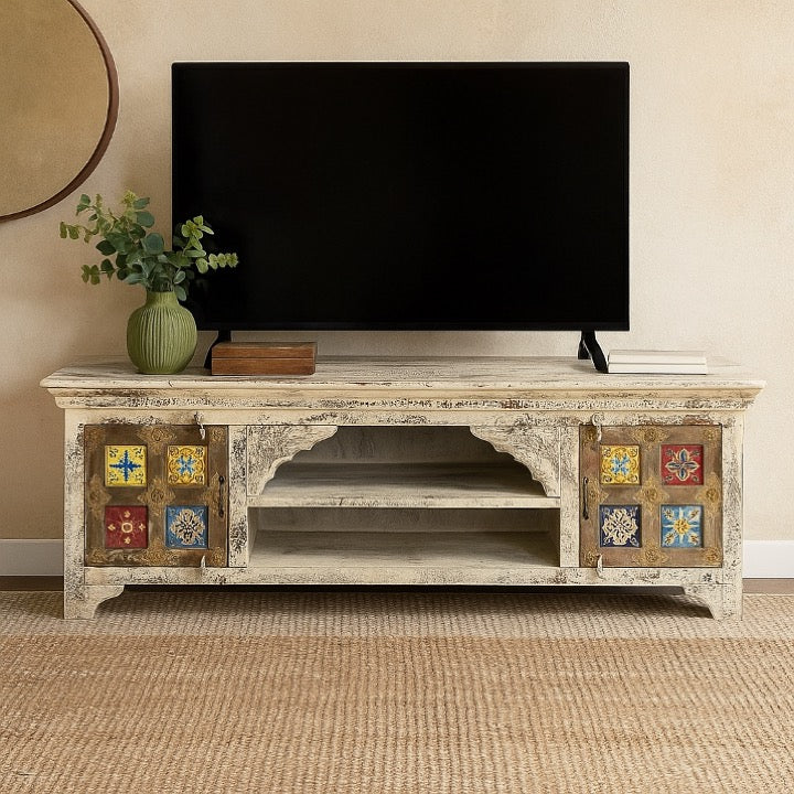 Morton Hand Carved Tile TV Cabinet