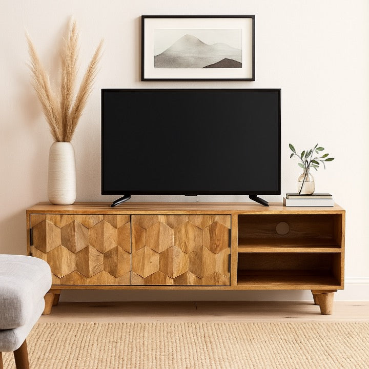 Charles Hand Carved Wooden TV Cabinet