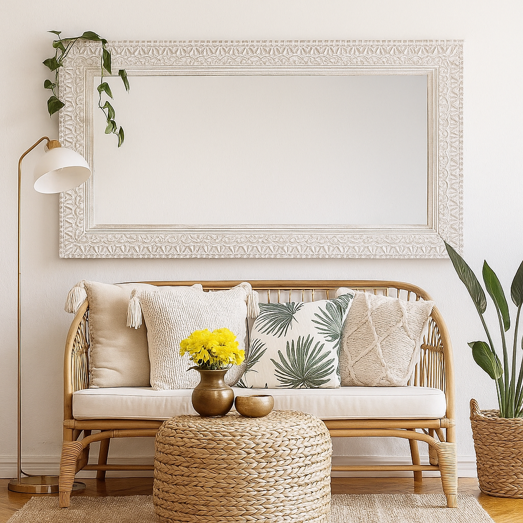 Riva Hand Carved Wooden Mirror