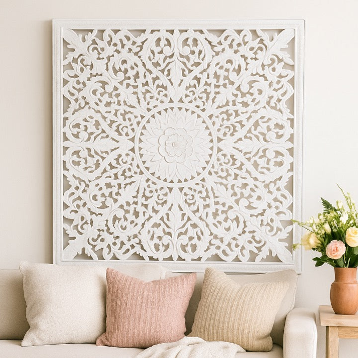 Fink Carved Wall Panel White