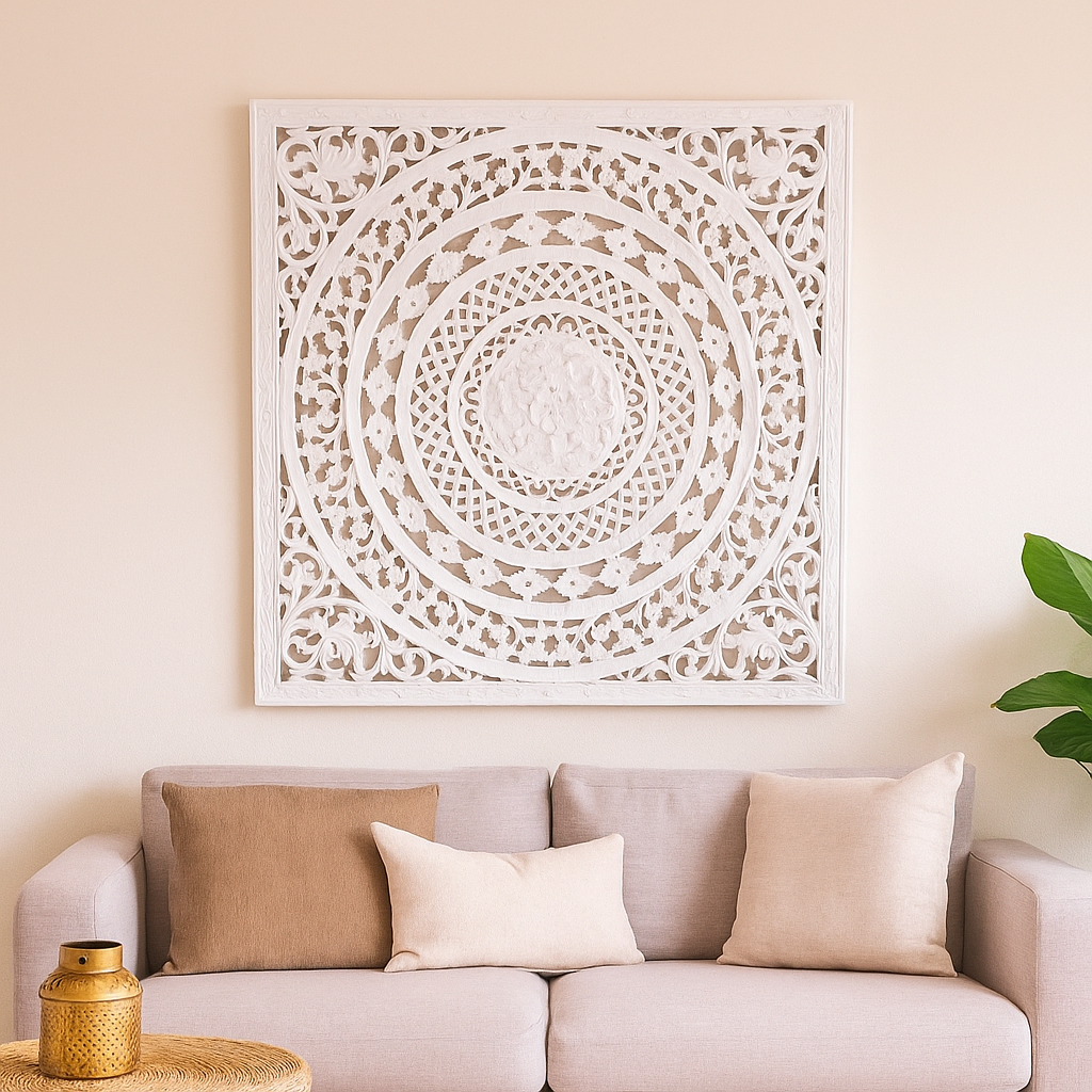 Liza Carved Wall Panel White