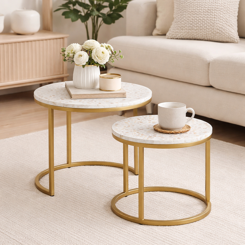 Theo Mother of Pearl Inlay Nesting Tables