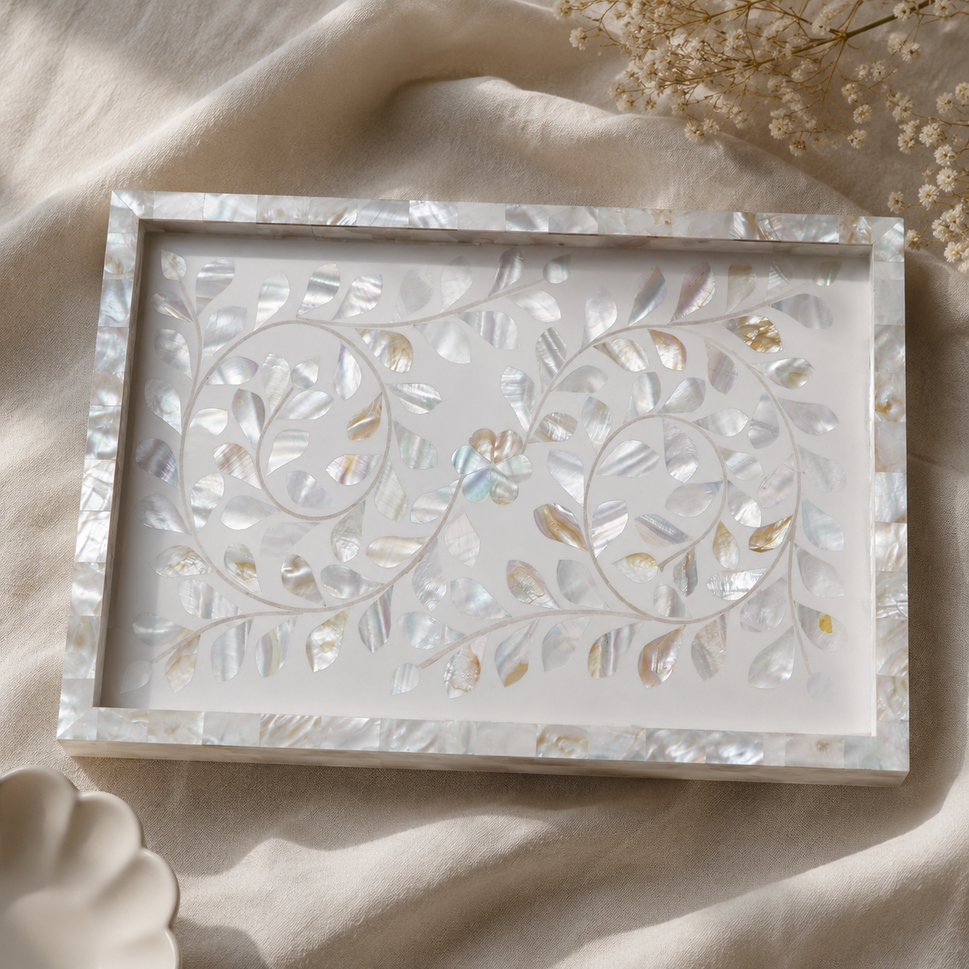 Romy Mother of Pearl Inlay Tray with Tray