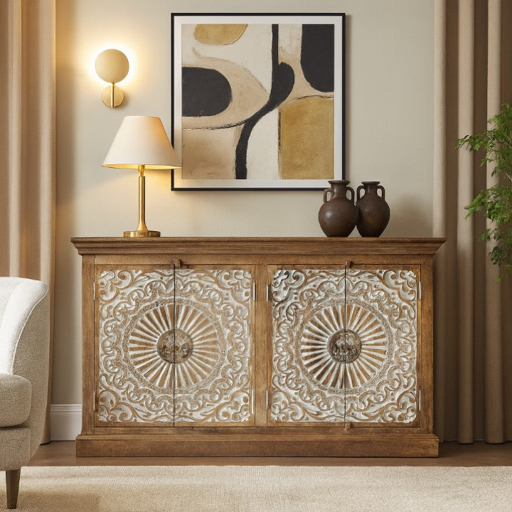 River Hand Carved Sideboard