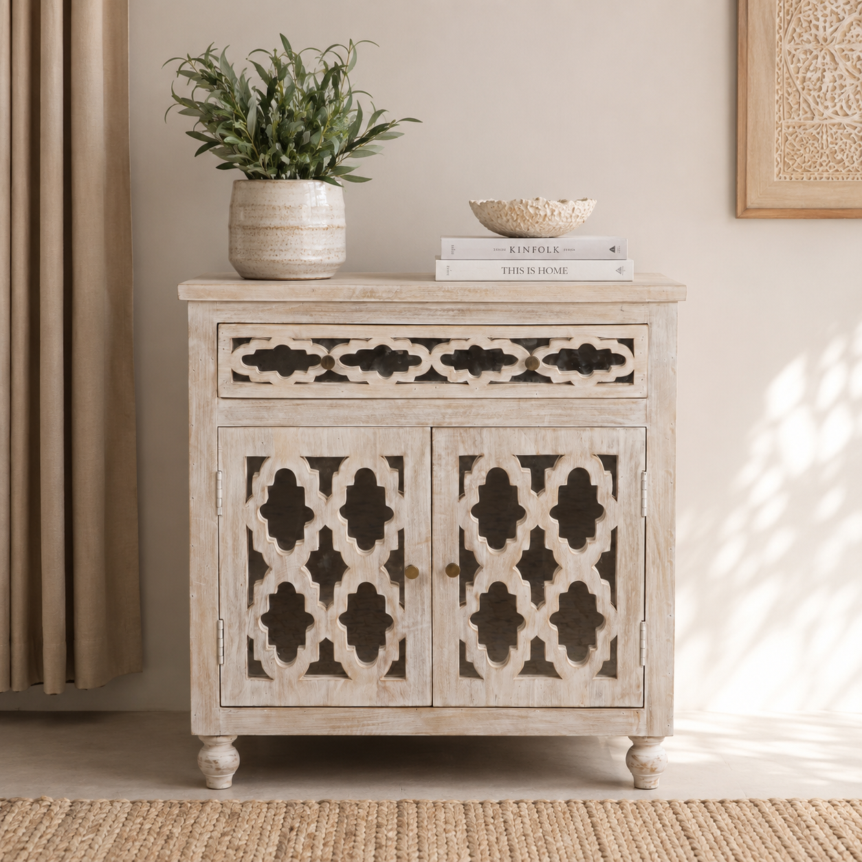 Azami Hand Carved Wooden Chest