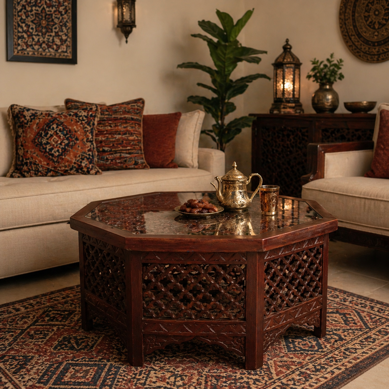 Jesse Carved Wooden Coffee Table
