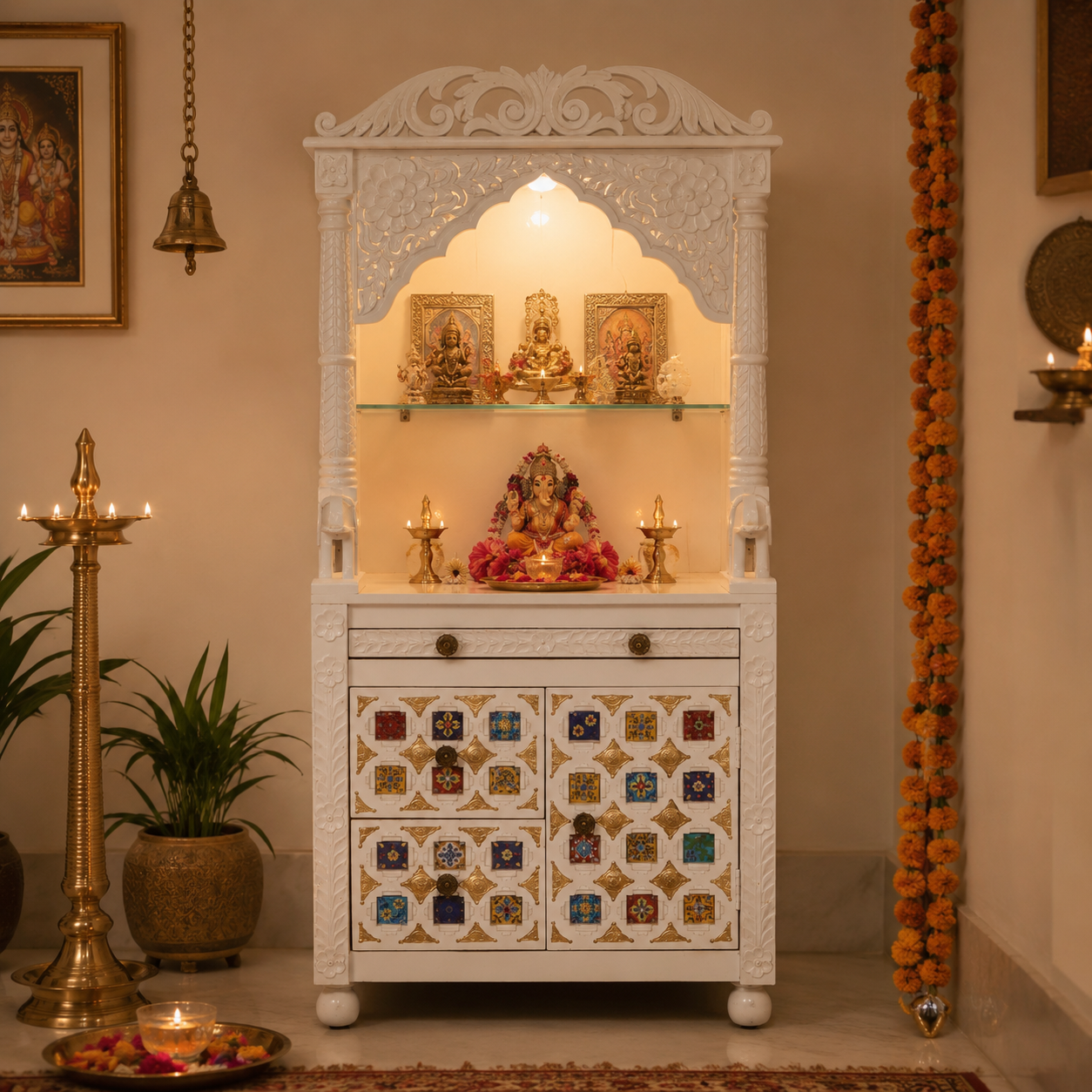 Govinda Hand Carved Wooden Altar